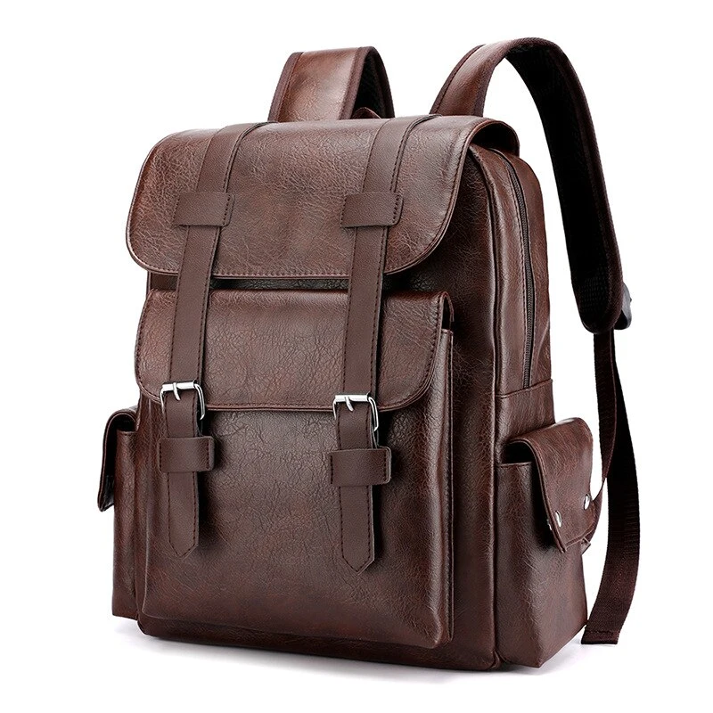 Custom Logo Laptop Schoolbag Male Business Bag Multi-Function Mens Genuine Leather Backpack