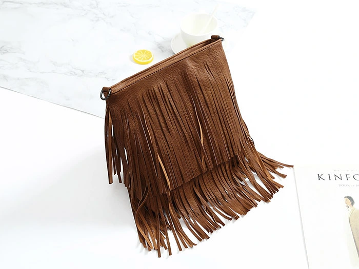 Hot Sell Lady Fashion PU Leather Casual Tassel Messanger Handbag Crossbody Bags Can Accept Small Quantity Wholesale