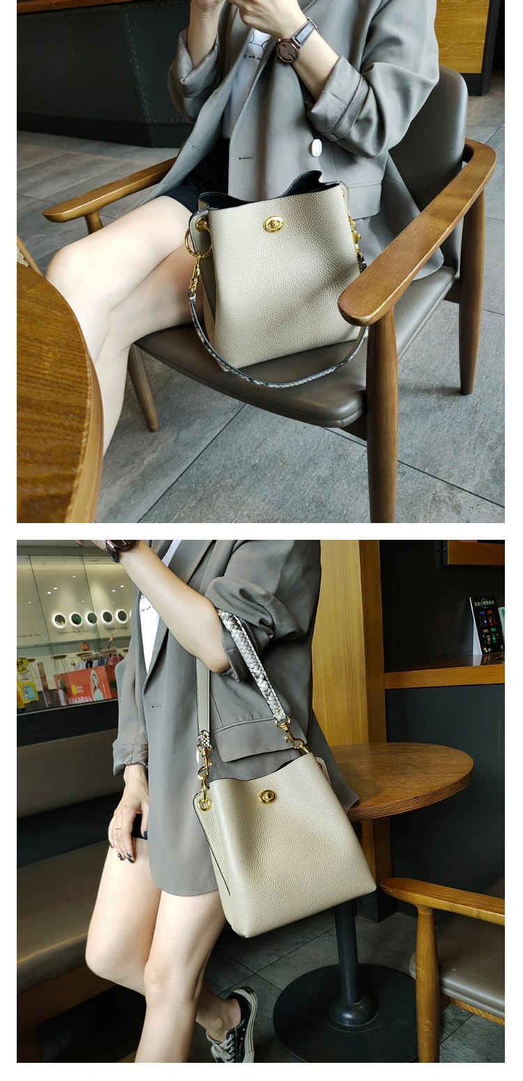 Emg6507 Women Luxury Leather Bag Crossbody Custom Designer Real Genuine Shoulder Fashion Bucket Handbag