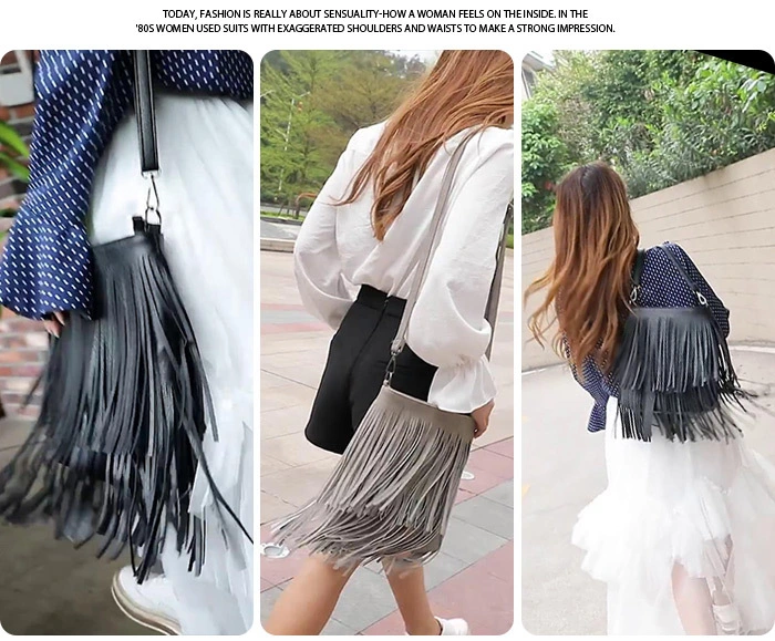 Hot Sell Lady Fashion PU Leather Casual Tassel Messanger Handbag Crossbody Bags Can Accept Small Quantity Wholesale