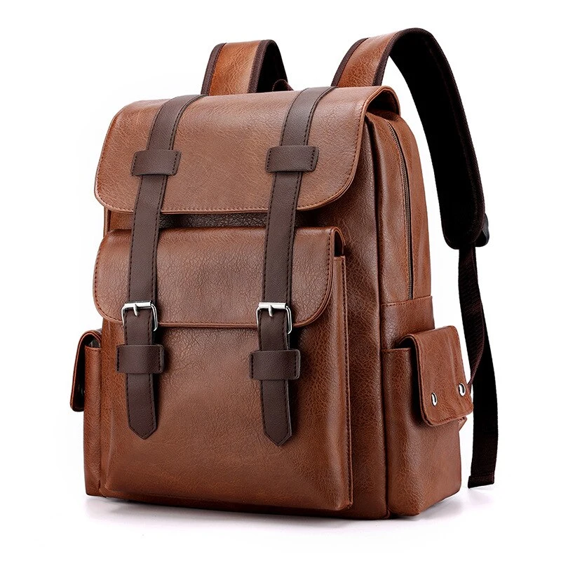 Custom Logo Laptop Schoolbag Male Business Bag Multi-Function Mens Genuine Leather Backpack