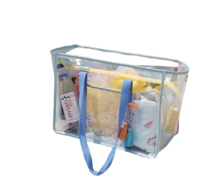 Ins Grande Capacité Transparent Jelly Beach Une Épaule Portable Sac De Voyage PVC Étanche Maman Mère Fitness Sac De Natation 39 * 29 * 16 cm