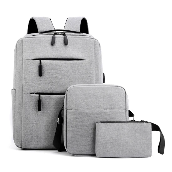 Promotion de gros 3 en 1 Set sac à dos USB pour ordinateur portable Sac à dos en tissu Oxford Men's Business School Computer Bag