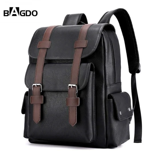 Logo personnalisé pour ordinateur portable Cartable Homme Business Bag Multi-Function Mens Sac à dos en cuir véritable