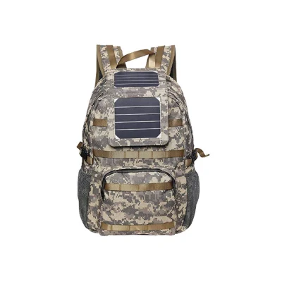 Sac à dos solaire avec panneau solaire amovible de 5 watts imprimé militaire/camouflage sortie USB 5 V pour charger les smartphones, les banques d'alimentation, les tablettes, les GPS et autres USB